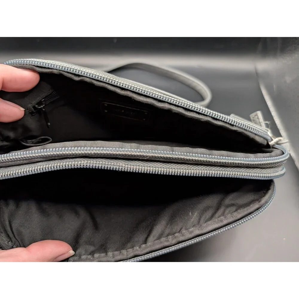 Nine West Zippered Top Crossbody Bag Purse Black Faux Leather Adjustable Strap